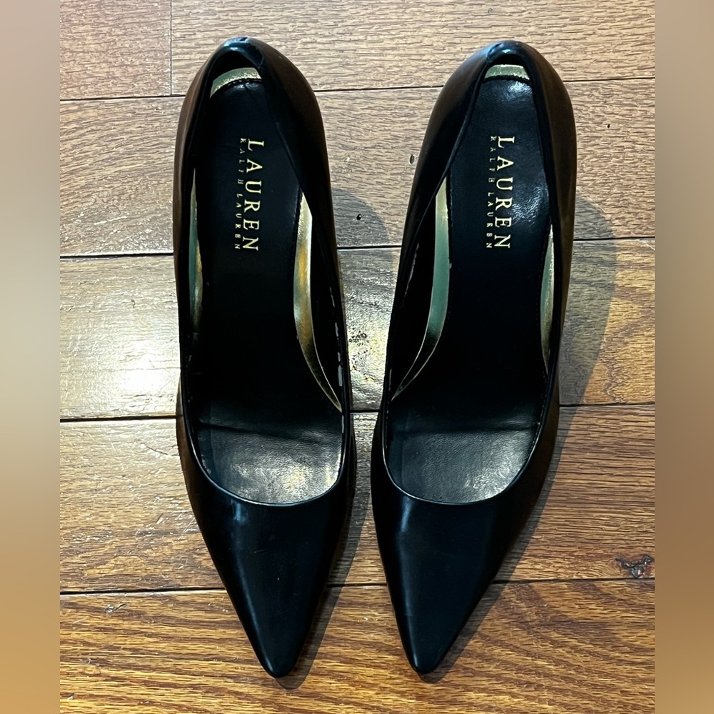 Lauren by Ralph Lauren Black Pointed Toe Leather Pumps Women’s 9 Preowned